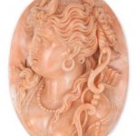Large and Fine High Relief Coral Cameo, Artemis