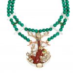 A cinnabar, hardstone, gem-set and diamond Artemis pendant/necklace, Heyoka