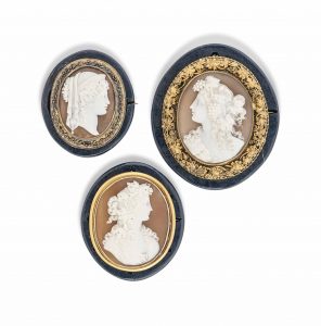 Three late nineteenth century shell cameo brooches