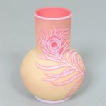Vase, glass, case coloured in lemon, pink, and white, delicately cameo cut