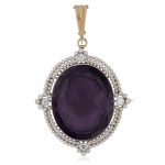 ANTIQUE AMETHYST CAMEO SEED PEARL AND DIAMOND BROOCH PENDANT