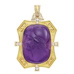 Gold, Amethyst Cameo and Diamond Pendant, Carvin French