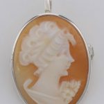 Italian Hand Carved Cameo Pin / Pendant in Fine Sterling Silver