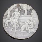BALZANO Shell cameo with the goddess Diana, cupid and greyhounds