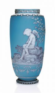 A THOMAS WEBB & SONS CAMEO GLASS ALLEGORICAL VASE OF CUPID CIRCA 1880