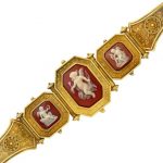 Archaeological Revival Gold and Hardstone Cameo Bracelet