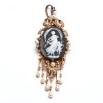 Antique Gold, Diamond, Pearl, and Hardstone Cameo