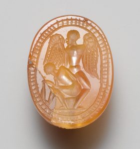 Sard Intaglio with seated Herakles with Hypnos