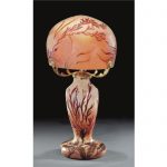 A Legras cameo glass lamp and shade, early 20th century