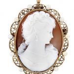 Gold, Pearl and Shell Cameo Pendant-Brooch