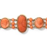 A coral cameo bracelet, circa 1835-1850