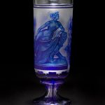 A fine and rare Bohemian blue cameo-carved glass goblet attributed to Franz Paul Zach, circa 1860