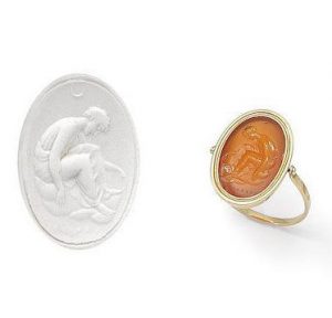 An 18th-19th century carnelian intaglio and gold ring, by Cerbara