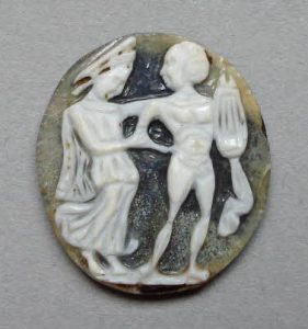 Onyx cameo of Orpheus leading Eurydice from Hades