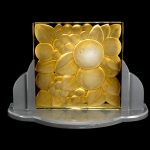 A rare Lalique intaglio-moulded yellow and frosted glass panel with fruit and leaves for the Oviatt Building los angeles