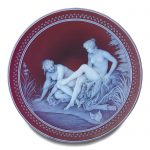 DIANA AND NYMPH BATHING A FINE THOMAS WEBB CAMEO PLAQUE by George Woodall, Amblecote, circa 1878