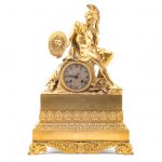 French bronze dore figural mantel clock