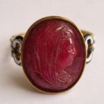 Ruby cameo finger ring