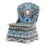 A silver-gilt and cloisonné enamel salt chair, Dmitri Egorov, Moscow, 1895