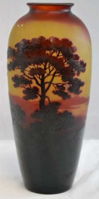 D'argental Paul Nicolas Art Nouveau Cameo Scenic Art Glass Vase