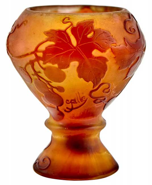 Gallé Acid-Etched Cameo Glass Cabinet Vase